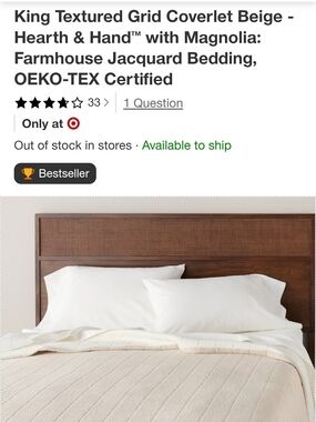King Textured Grid Coverlet Quilt -  Neutral Beige By Hearth And Hand Magnolia